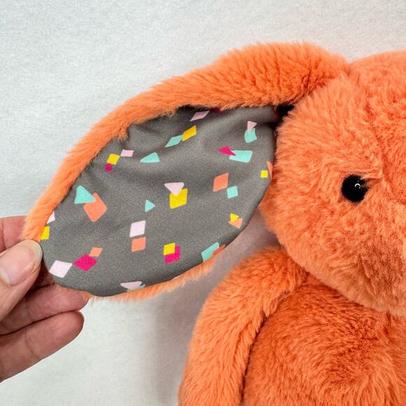 B Softies Orange Bunny Rabbit Plush Lovey Stuffed Animal Floppy Confetti Ears - Picture 3 of 7